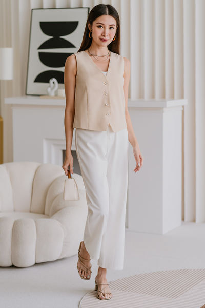Elevated Tailored Vest (Beige)