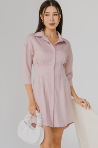 Essential Pinstripe Shirt Dress (Pink)