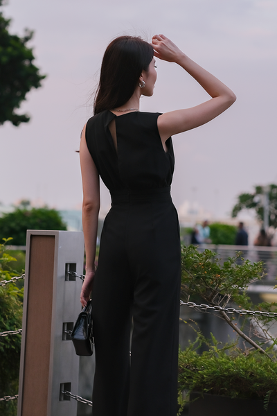 Downtown Padded Tailored Jumpsuit (Black)