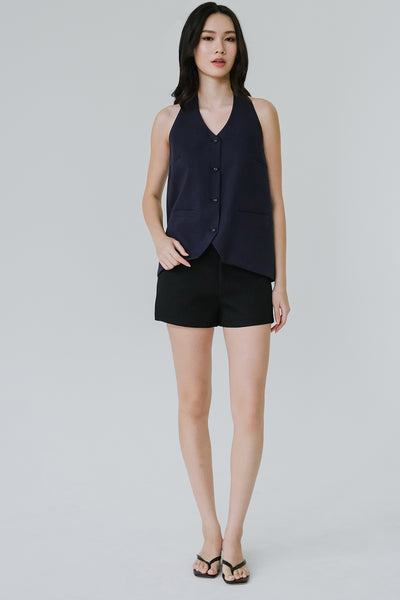 Vera Linen Vest (Midnight Blue)