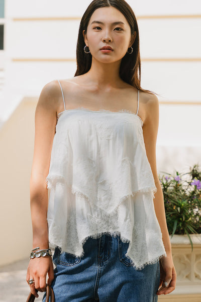 Athena Padded Lace Top (White)