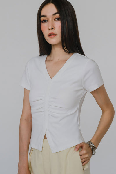 Carissa Padded Cotton Tee (White)