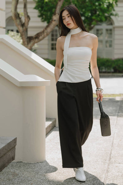 Mae Padded Scarf Top (White)