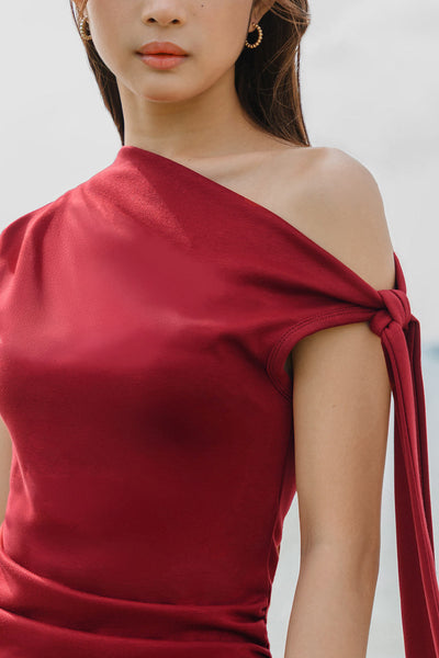 Helena Tie Dress (Cherry Red)