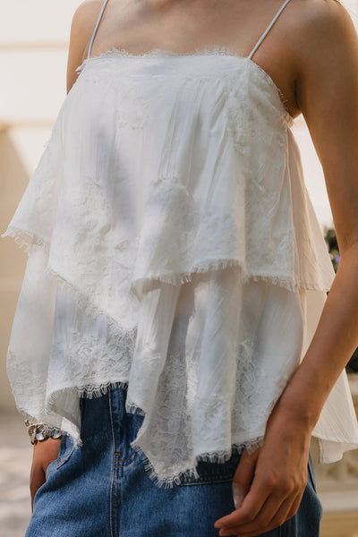 Athena Padded Lace Top (White)