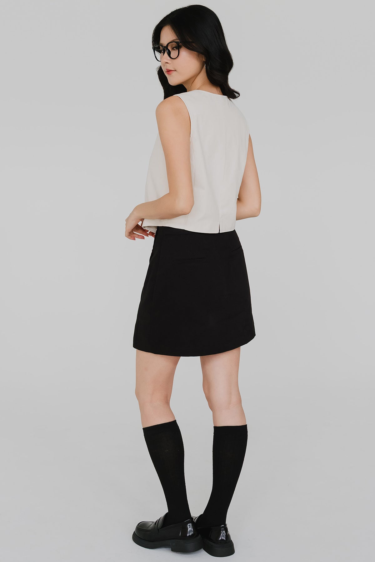 Ingrid Button Skort (Black)
