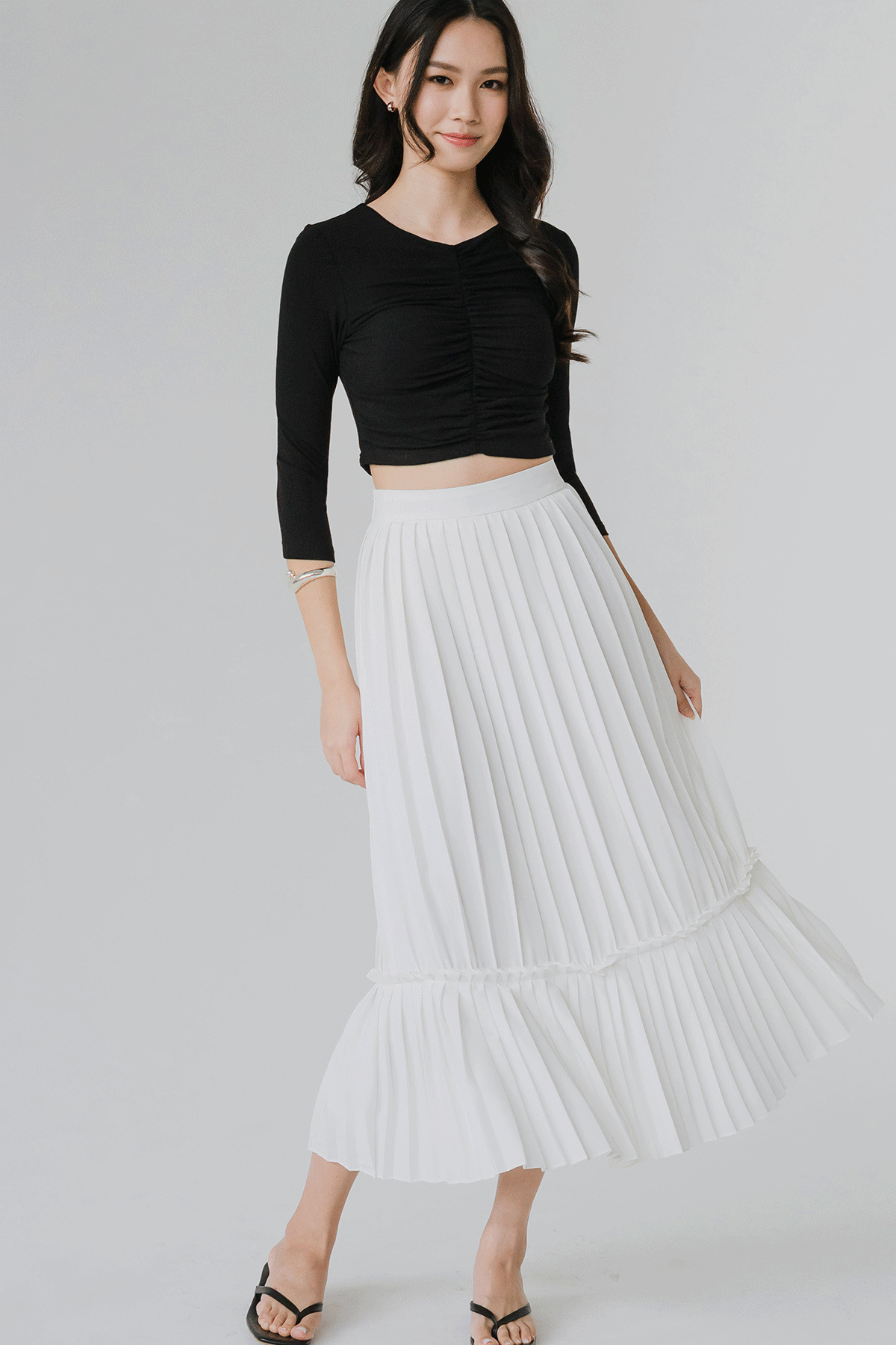 Maisel Padded Ruched Top (Black)