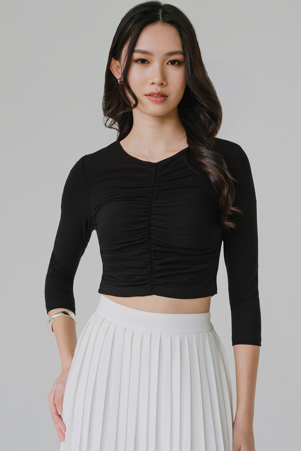 Maisel Padded Ruched Top (Black)