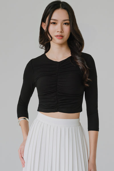 Maisel Padded Ruched Top (Black)