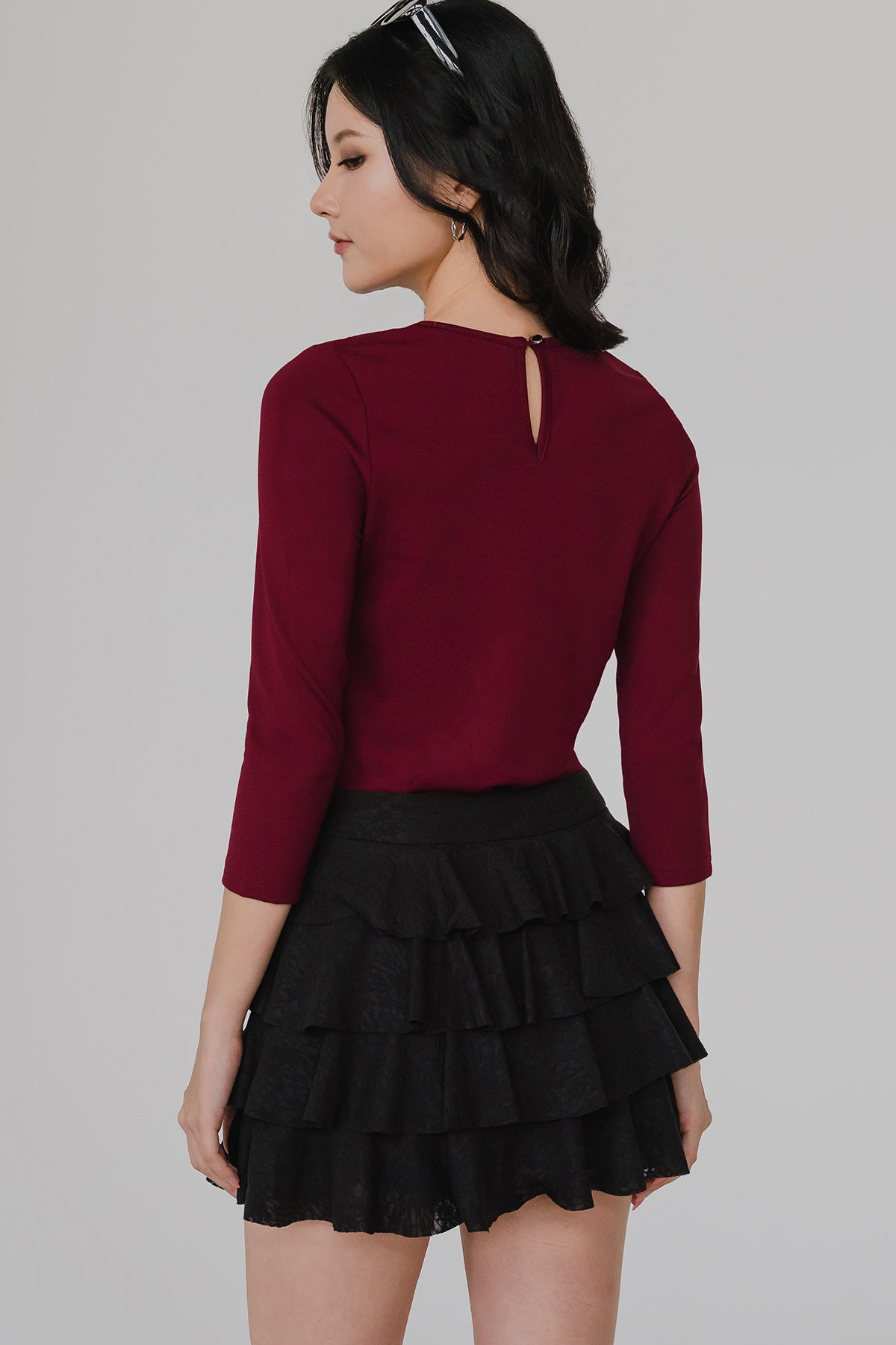 Sadie Lace Ruffle Skort (Black)