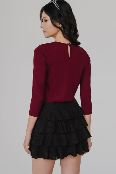 Sadie Lace Ruffle Skort (Black)