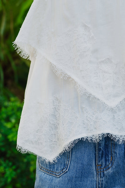 Athena Padded Lace Top (White)