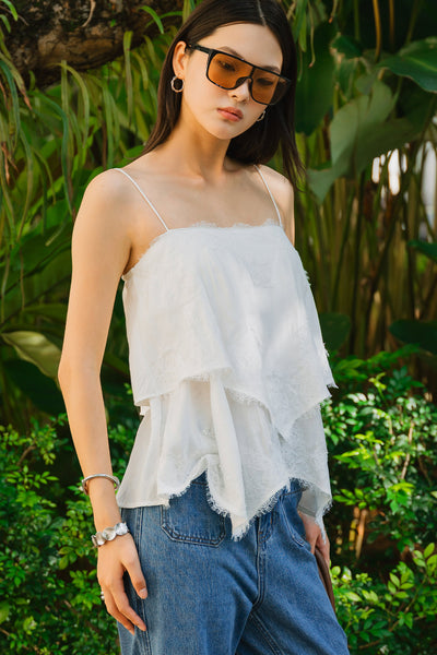 Athena Padded Lace Top (White)
