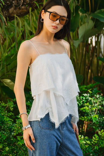 Athena Padded Lace Top (White)