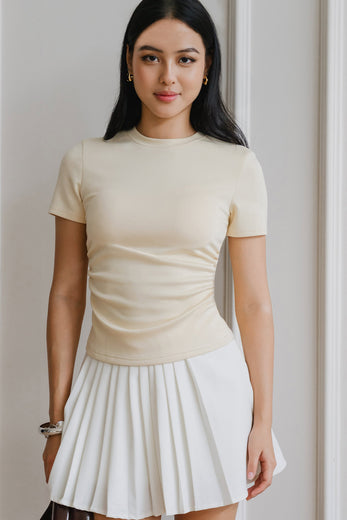 V2 Calla Padded Ruched Tee (Buttermilk)
