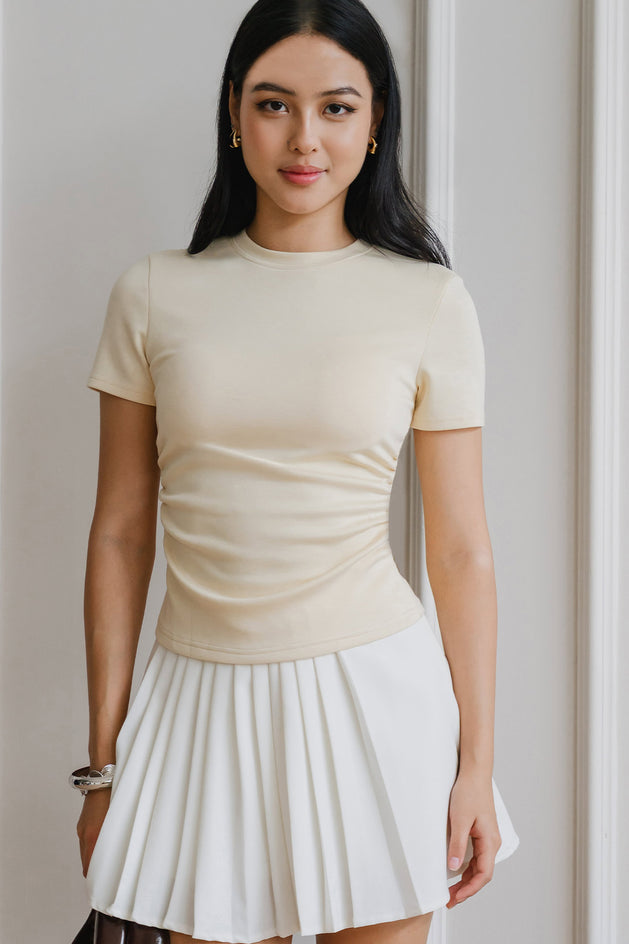 V2 Calla Padded Ruched Tee (Buttermilk)