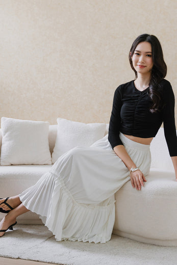 Maisel Padded Ruched Top (Black)