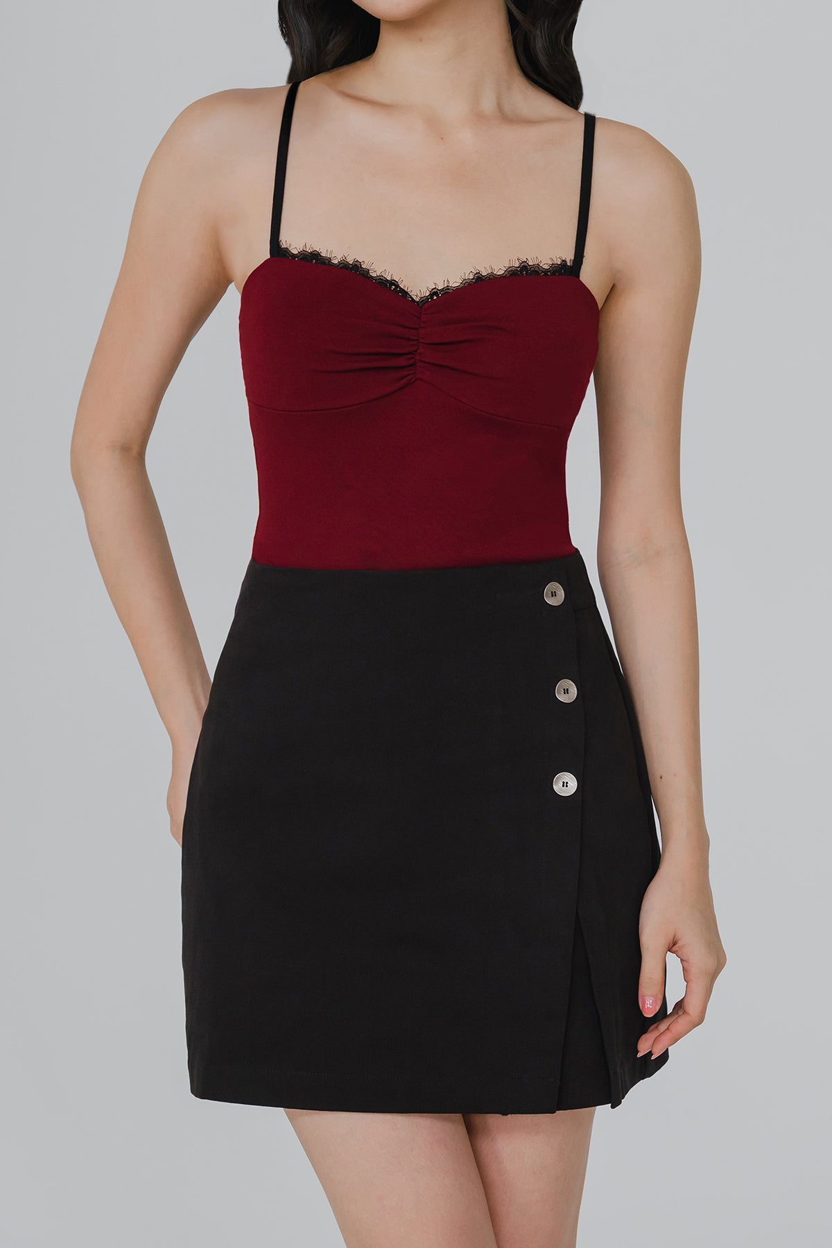 Ingrid Button Skort (Black)