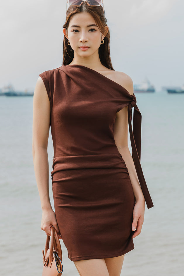 Helena Tie Dress (Mocha)