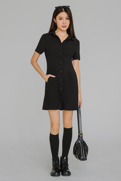 Hourglass Tailored Shirt Dress (Black)