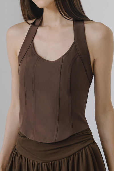 Aura Padded Halter Top (Mocha)