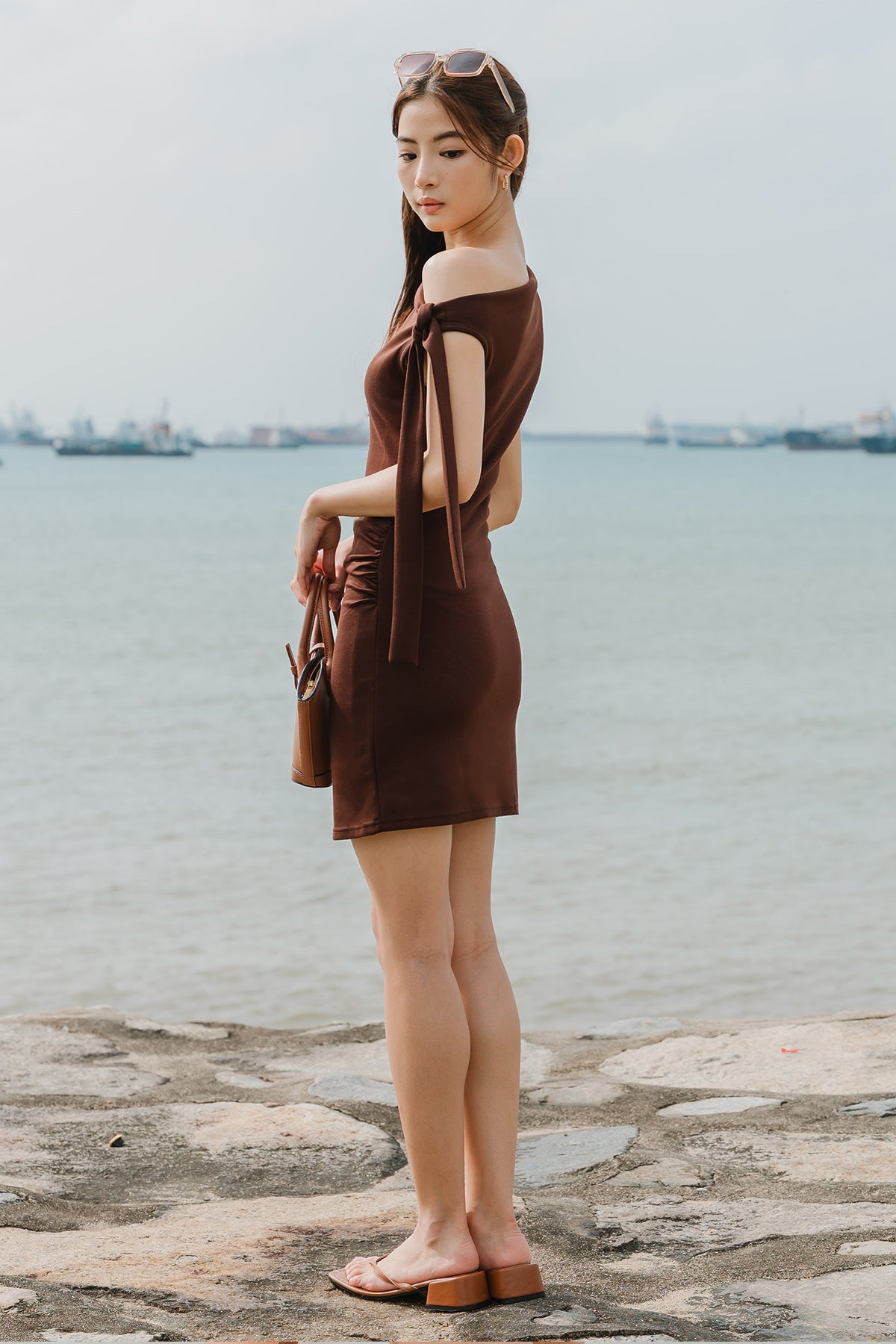 Helena Tie Dress (Mocha)