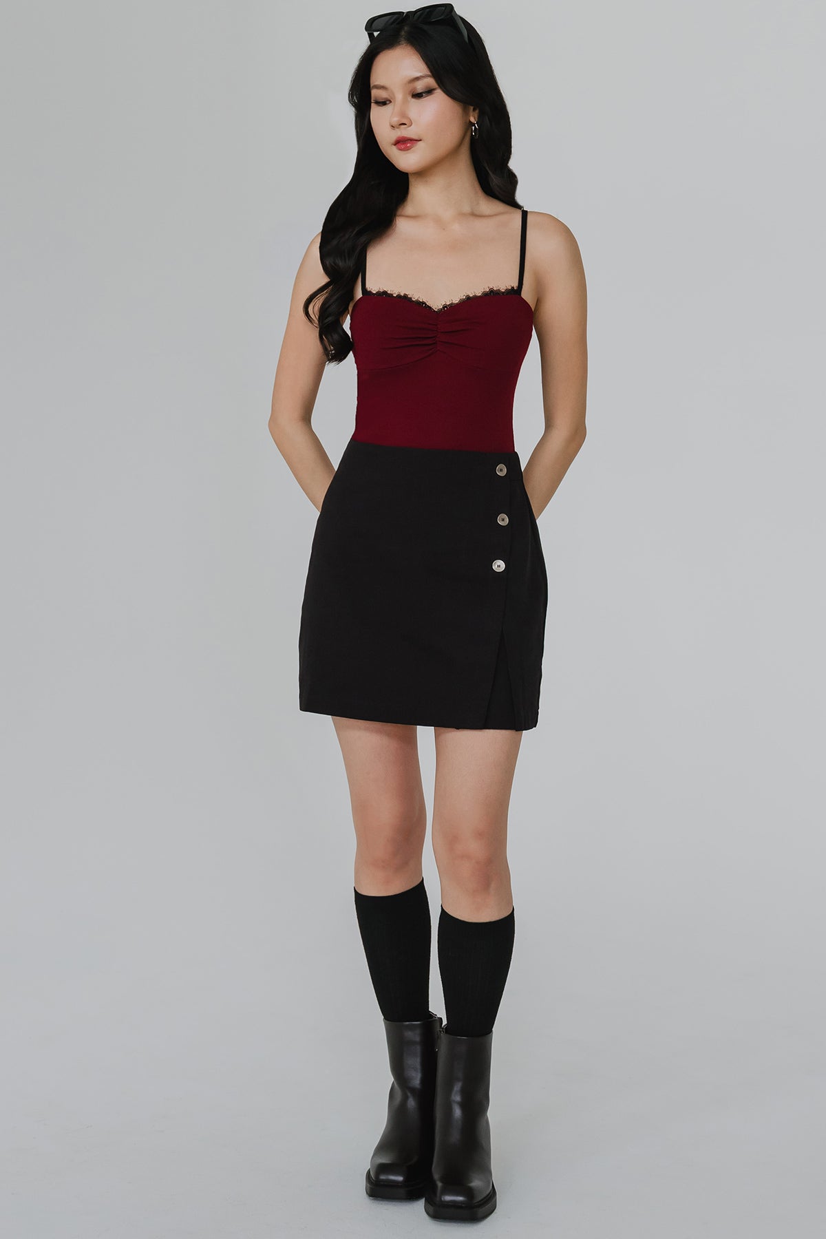 Ingrid Button Skort (Black)