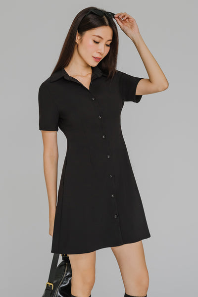 Hourglass Tailored Shirt Dress (Black)