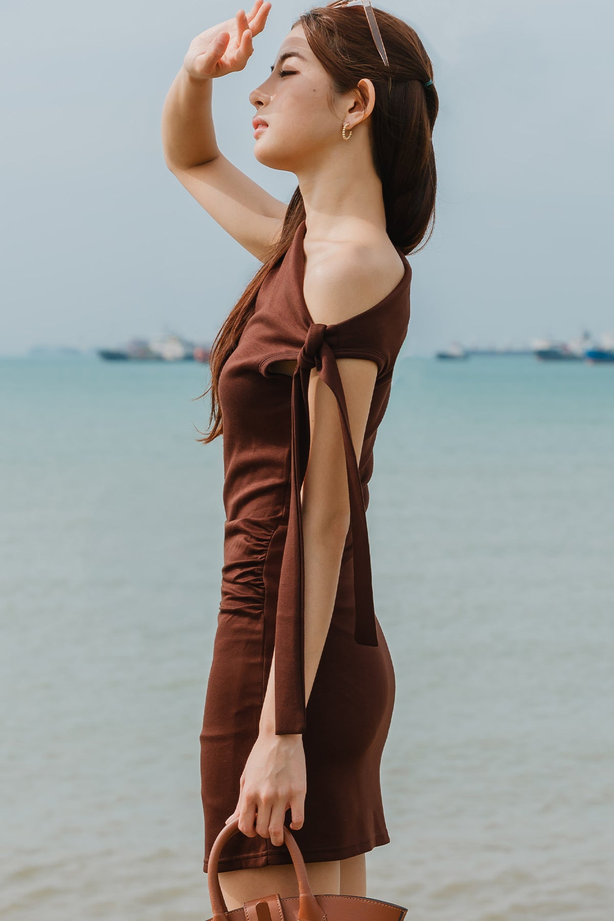 Helena Tie Dress (Mocha)