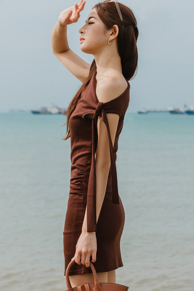Helena Tie Dress (Mocha)