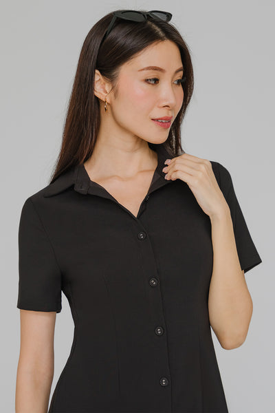 Hourglass Tailored Shirt Dress (Black)