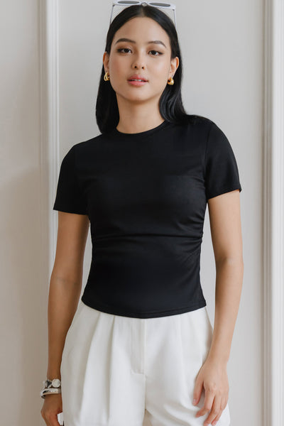 V2 Calla Padded Ruched Tee (Black)