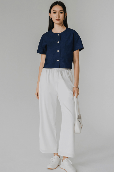 Yasmin Button Top (Blue)