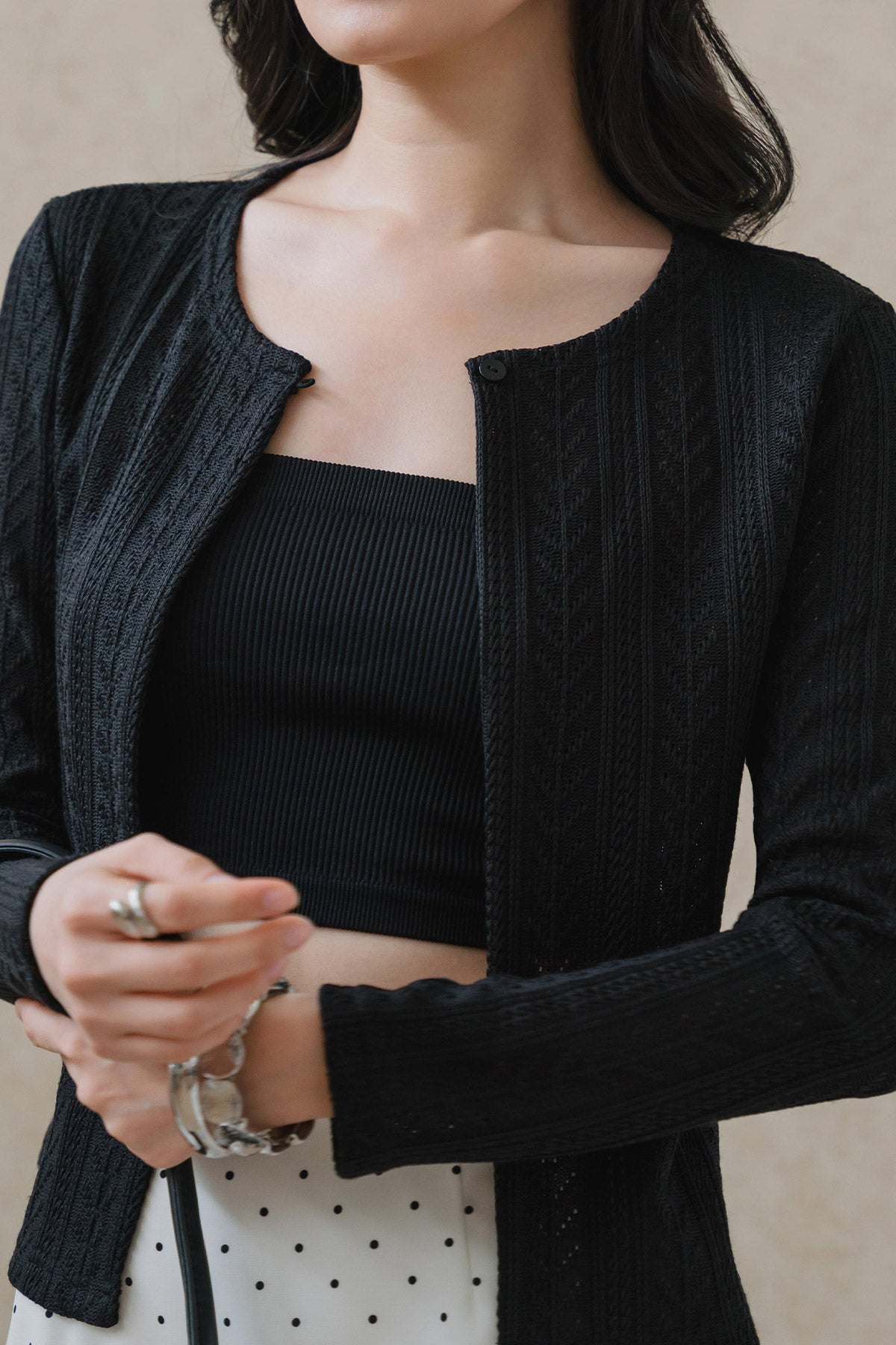 Summer Knitted Cardigan (Black)