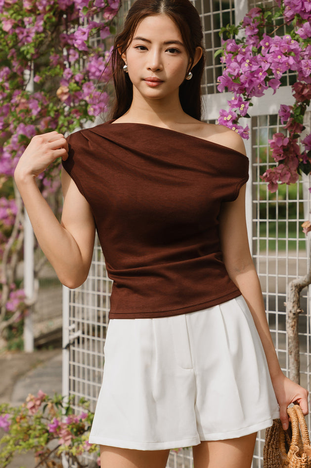 Bianca One Shoulder Top (Mocha)