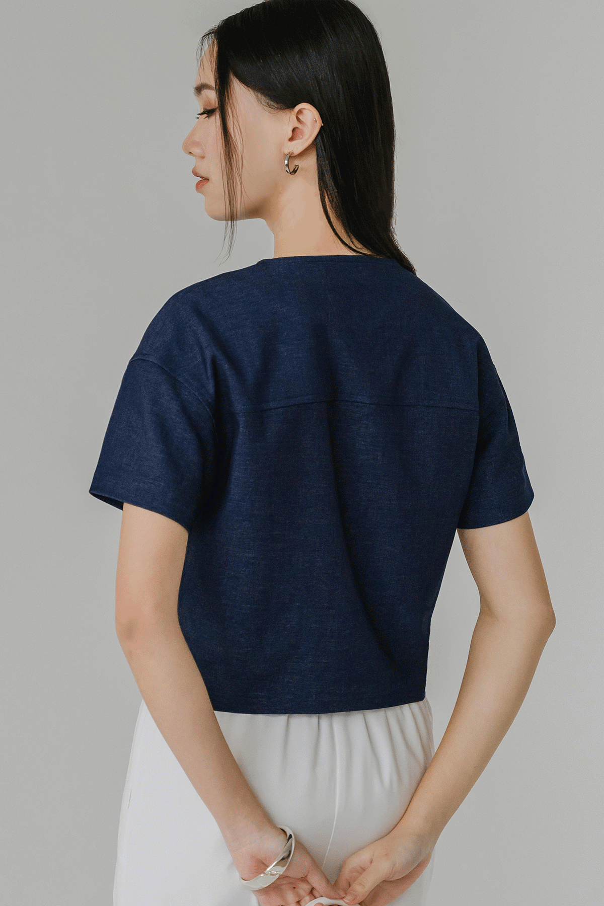 Yasmin Button Top (Blue)