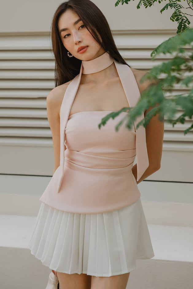 Mae Padded Scarf Top (Blush)