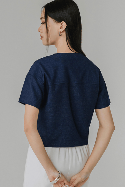 Yasmin Button Top (Blue)