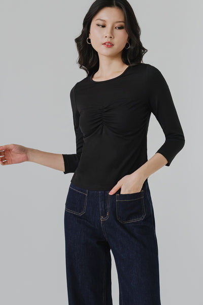 Alexa Ruched Top (Black)