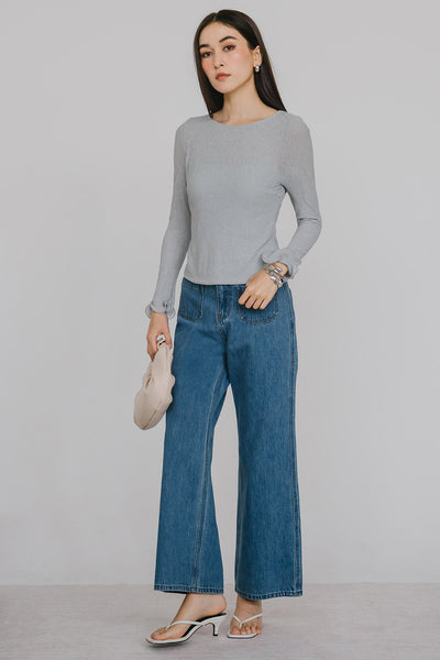 BO* Aiko Padded Ruffle Top (Dusty Blue)