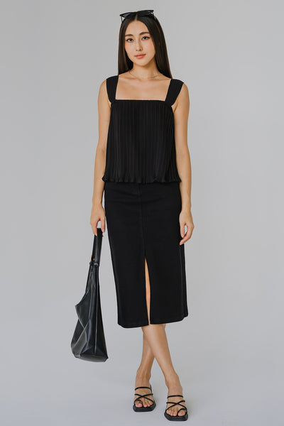 Mon Chéri Pleat Top (Black)