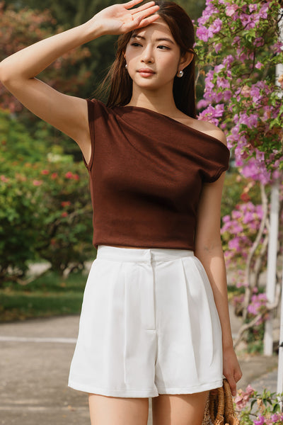 Bianca One Shoulder Top (Mocha)