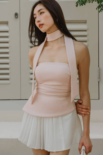 Mae Padded Scarf Top (Blush)