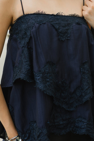 Athena Padded Lace Top (Navy)