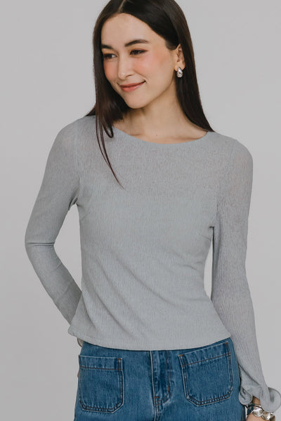 BO* Aiko Padded Ruffle Top (Dusty Blue)