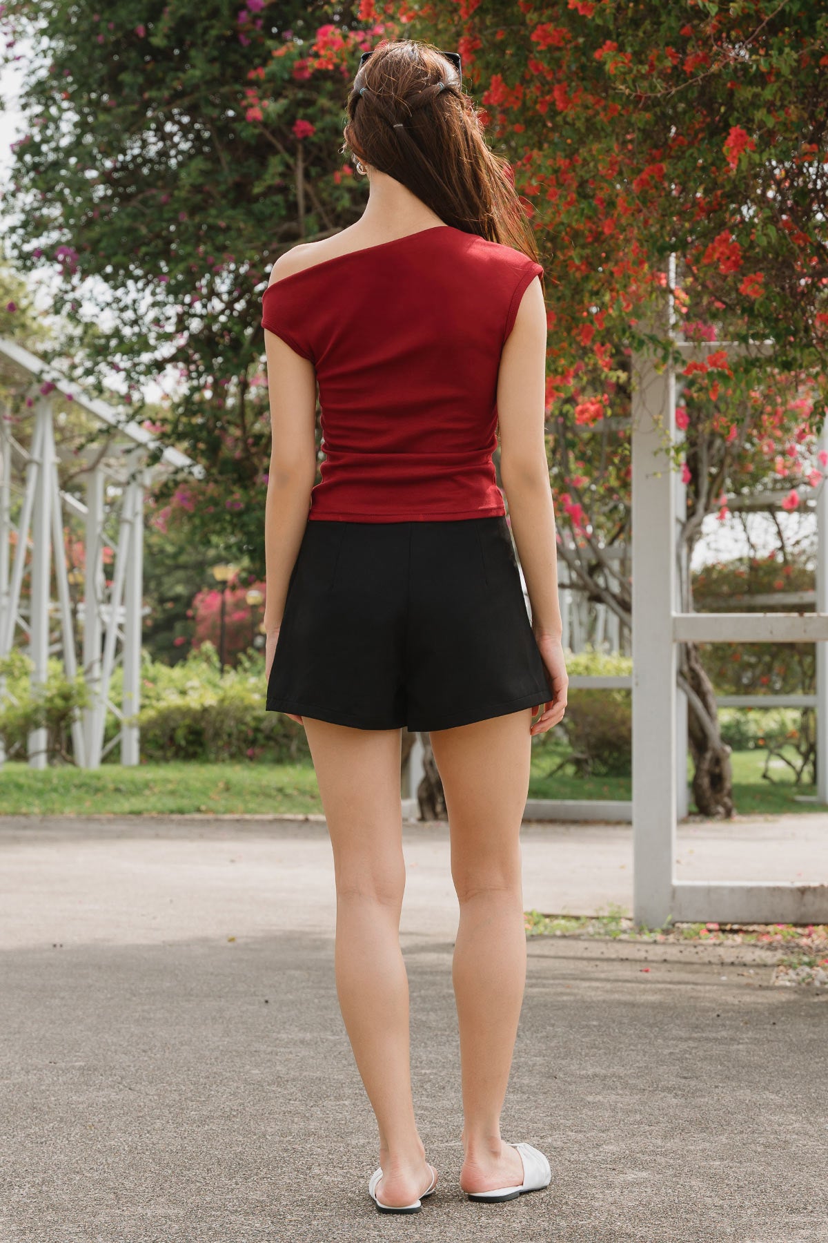 Bianca One Shoulder Top (Cherry Red)