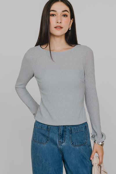 BO* Aiko Padded Ruffle Top (Dusty Blue)