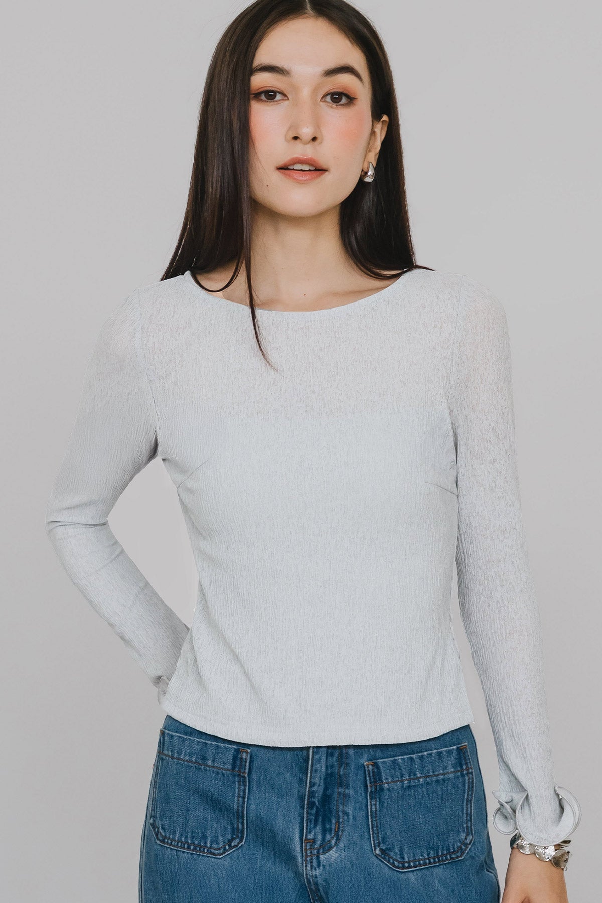 Aiko Padded Ruffle Top (White)