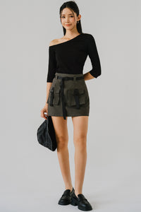 Concrete Buckle Skort (Slate Grey)