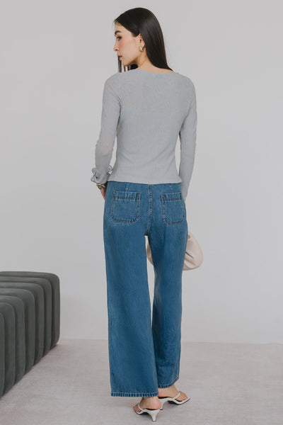 BO* Aiko Padded Ruffle Top (Dusty Blue)